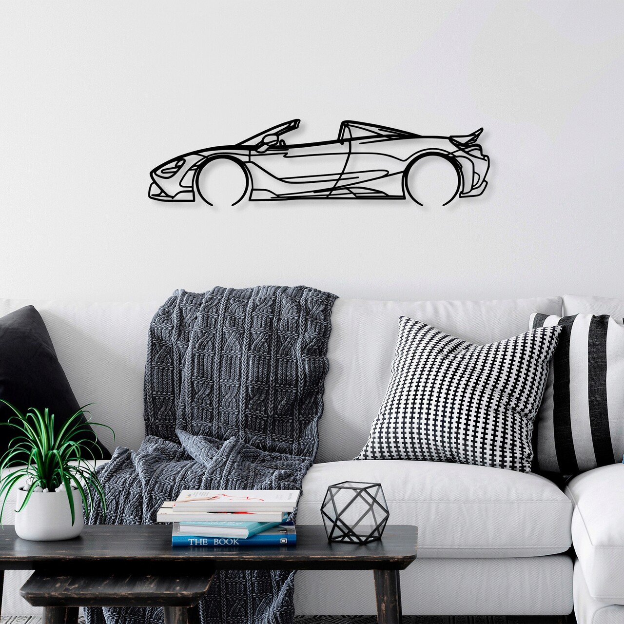 Decoratiune de perete, McLaren 720S Silhouette, 70 x 17 cm, Negru - imagine 6